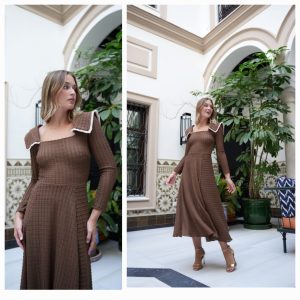 vestido cobre punto calado