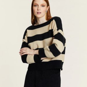 Jersey de rayas negro y crema