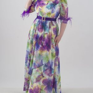 Vestido estampado pluma manga