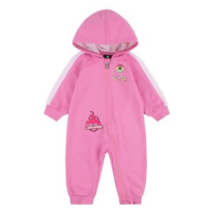 CONVERSE – Mono Bebé Converse Rosa con Capucha y Cremallera 9 Meses Edición Exclusiva