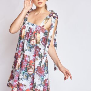 Vestido Nolli vinotinto flores