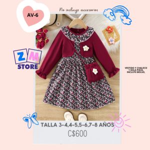 Vestido, manga larga,–AV-6