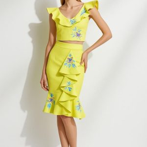 Falda Checa Catar Amarillo