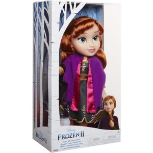 DISNEY – Muñeca Anna Frozen 2 Vestido de Viaje 35 cm con Capa Violeta y Botas