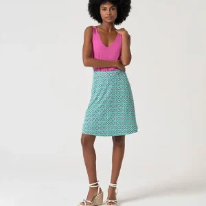 Falda corta elástica estampada Turquesa- Surkana