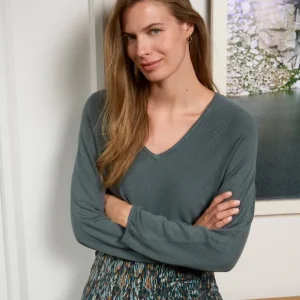 Jersey con manga japonesa y cuello pico Azul acero-Surkana