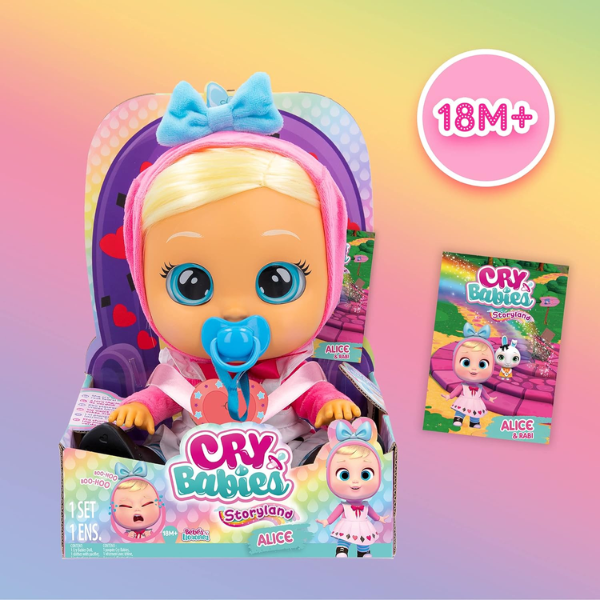 BEBÉS LLORONES – Cry Babies Alice Storyland Muñeca Interactiva con Pelo Real 30 cm Regalo para Niña - Imagen 7