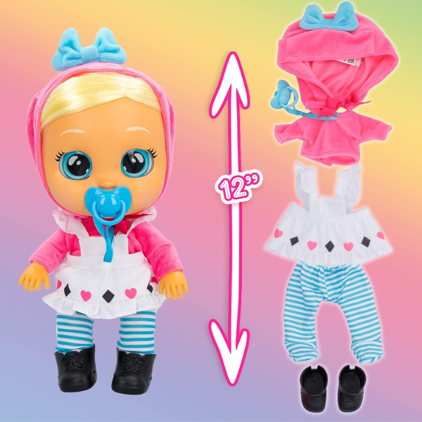 BEBÉS LLORONES – Cry Babies Alice Storyland Muñeca Interactiva con Pelo Real 30 cm Regalo para Niña - Imagen 5