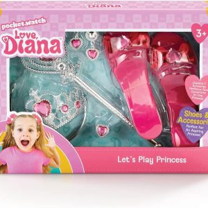 LOVE DIANA – Set Princesa Love Diana con Corona, Varita, Joyas y Zapatitos Rosas de Tacón