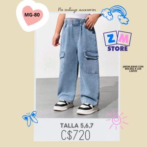 Pantalones cargo de mezclilla.–MG-80