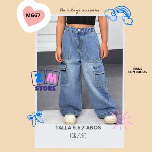 MOM JEANS AZUL PRELAVADO CON BOLSAS A LOS LADOS – MG67