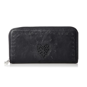 DESIGUAL – Monedero Cartera Mujer Mone Beats Zip Around Negro 9x10x3 cm aprox