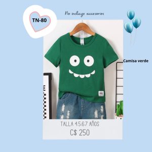 Camisa verde estampada,–TN-80