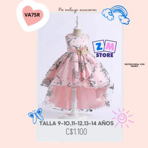 Vestido rosado con cola. –VA75R