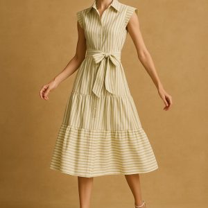 Vestido Puerta 2 Rayas Camel