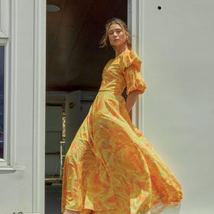 Vestido Victoria peces tonos amarillos