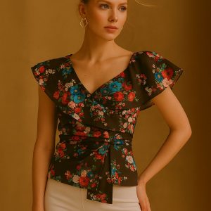 Blusa Alika estampado negro flores