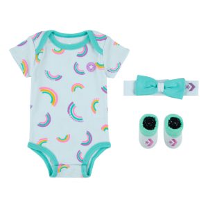 CONVERSE – Conjunto Bebé Converse Arcoíris 3 Piezas para Recién Nacido 0-6 Meses