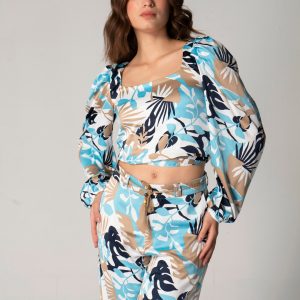 Blusa Corta Slim Estampada Illusion