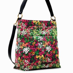 DESIGUAL – Bolso Ivy Butan Verde 22WAXA80 – Bolso de Hombro Grande con Estampado Floral, Ecológico y Moderno