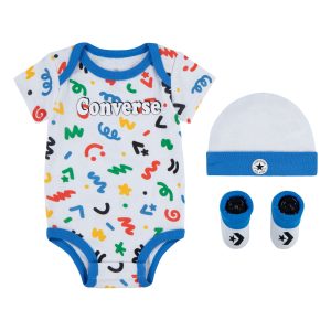 CONVERSE – Conjunto Bebé Converse 3 Piezas 6-12 Meses con Body, Gorro y Patucos