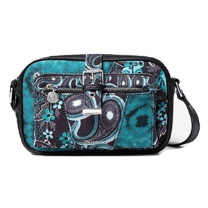 DESIGUAL – Bolso Bandolera Mujer Rep Galactic Green Oban Pequeño Verde Negro – 20SAXAX0
