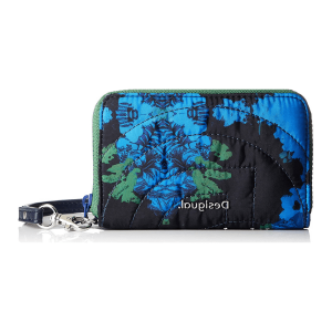 DESIGUAL – Monedero Mujer Camoflower Mini Zip Azul Floral Acolchado