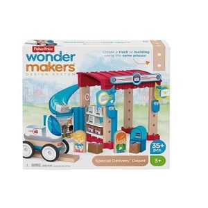 FISHER -PRICE – Wonder Makers Depot 35 piezas – Juego de Construcción de Madera 3+ Años