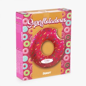 FUNTIME – Flotador Donut Fresa Ø110 cm – Hinchable para Piscina 🍓 | Flotador Redondo Verano Adultos y Niños