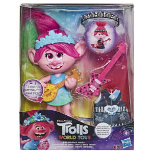 HASBRO – Muñeca Trolls World Tour – Poppy Rock 32cm E9411 Muñeca Musical 2 Vestidos Regalo Niña 🎁