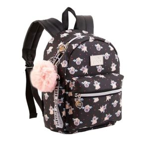OH MY POP! Pug Mochila Niña 27x21x15cm Fashion Pequeña Perro Bulldog Negra Bulldog Kawaii Escolar Regalo