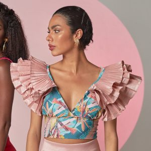 Top Nao Palo de rosa estampado